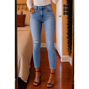 Denim Forum Aritzia Lola High Rise Skinny Crop Jeans Women's 27 Light Blue